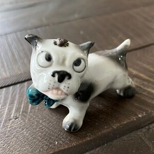 Vintage Google Eyed Bulldog with Bug on Head and Bow